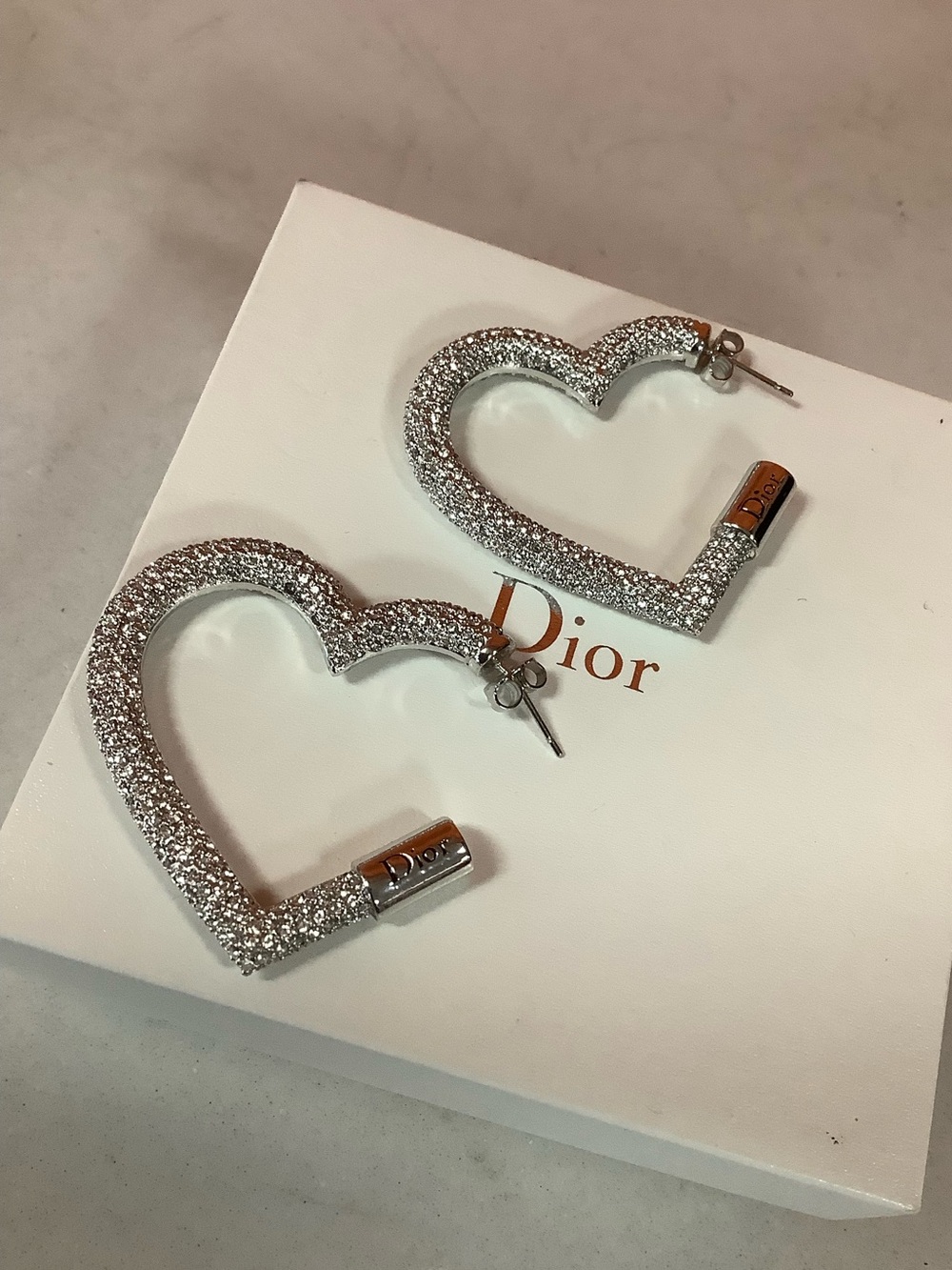 Dior Silver-tone Rhinestones Hoops - Picture 6 of 7